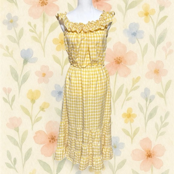 Max Studio Dresses & Skirts - Max Studio Yellow Checkered Midi Dress